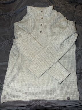 Men's Light Gray Quilted Zip-Style Snap Mock Neck Sweater